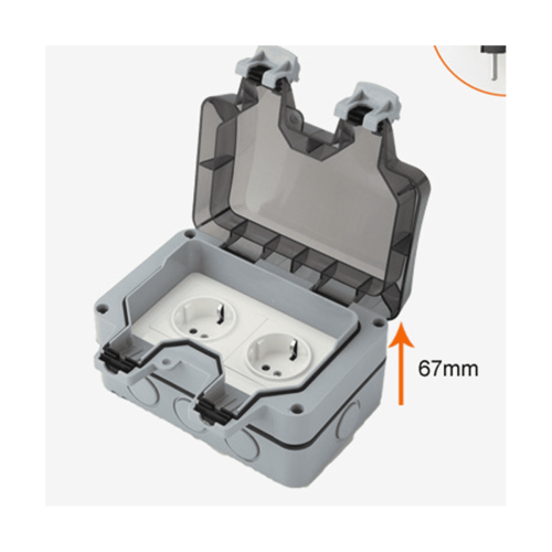 Enchufe exterior impermeable IP66 con interruptor e indicador LED. 1