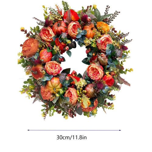 Fall Peony Pumpkin Wreath Decorative Garland 1 Pack 2