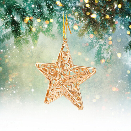 Gold Hollow Christmas Tree Pendant Ornaments 1