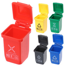 Mini Outdoor Trash Can Set – ABS, Assorted Colours, 5 pcs