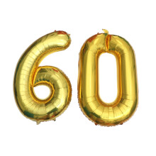 Globo de aluminio dorado número 60 de 40 pulgadas