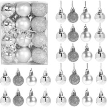 Ensemble de 24 mini boules de Noël incassables de 3 cm