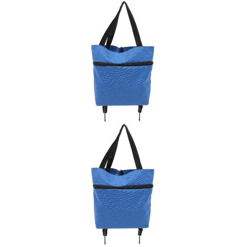 Sac à provisions pliable à roulettes avec poignée réglable