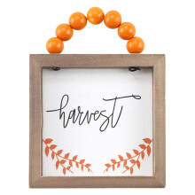 Houten herfstdeurbordje "Happy Thanksgiving" 14,5 x 11,5 cm