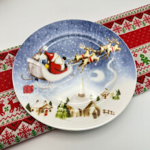 Bol à pâtes de Noël en céramique bleue 20 cm