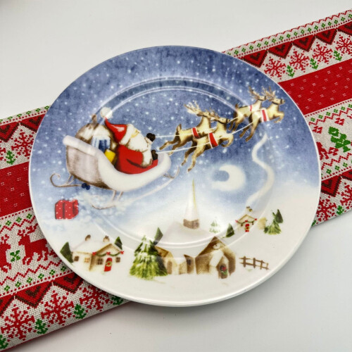Blaue Keramik-Weihnachts-Pastaschüssel, 20 cm