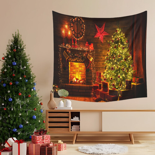 Christmas backdrop tapestry with Xmas tree design 1