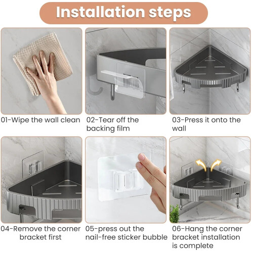 Wall-Mounted Triangle Bathroom Shelf ABS Corner Storage Rack 2