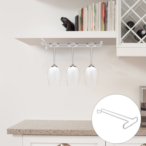 White Iron Wine Glass Rack – Wall-Mounted, 26 x 11.2 cm 2