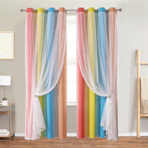 Blackout Curtains with White Sheer Layer 39x51 Inch 2