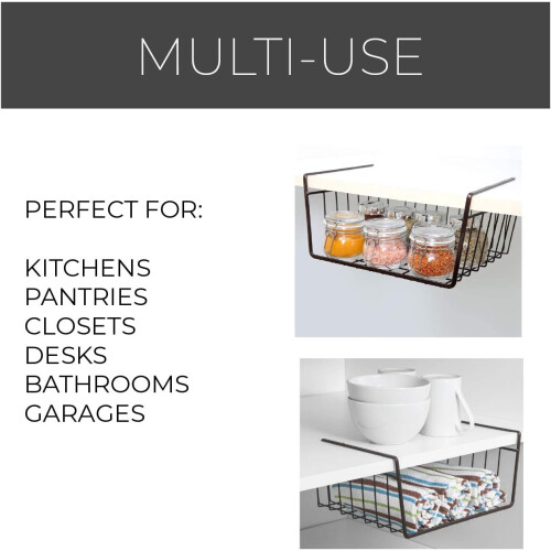 Roofei under-shelf wire storage basket white 14.2 x 9.8 x 2