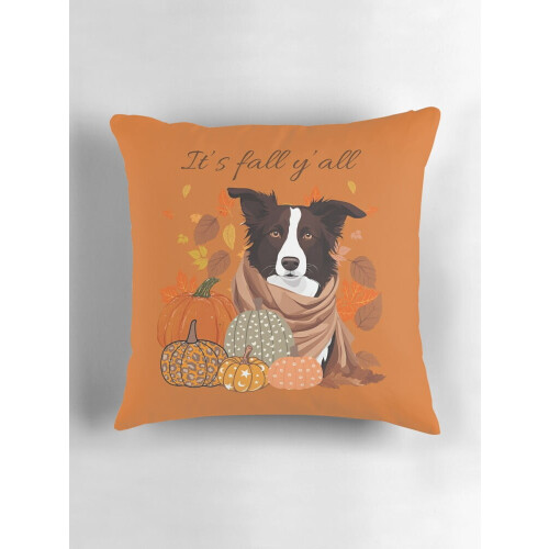Capa de almofada com tema de outono e estampa de border collie, 40x40cm (16x16 polegadas) 2