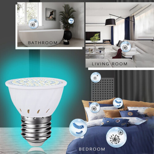 Lampe UVC E27 72 LED pour usage domestique et festif 2