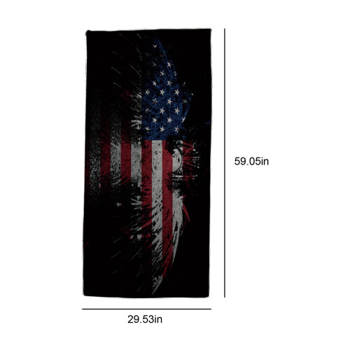 Strandhanddoek met Amerikaanse vlag, 60x30 inch, extra groot, sneldrogend. 2