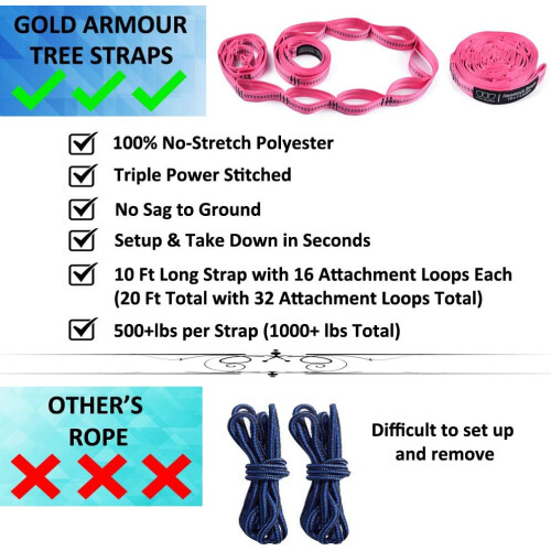 Armour XL Double Camping Hammock with Tree Straps 2
