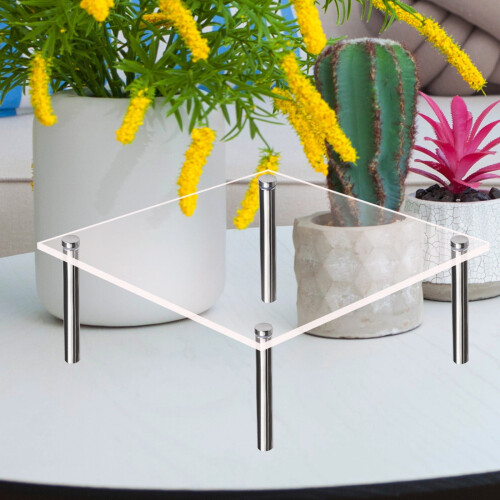 Suporte de acrílico para bolos com base quadrada de metal 1