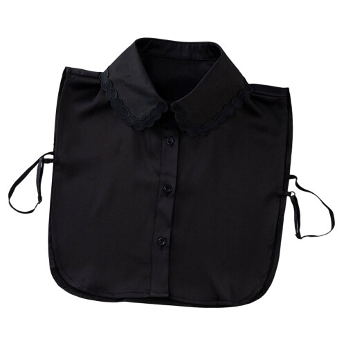 Practical Polyester Detachable Collar Simple Button-Black