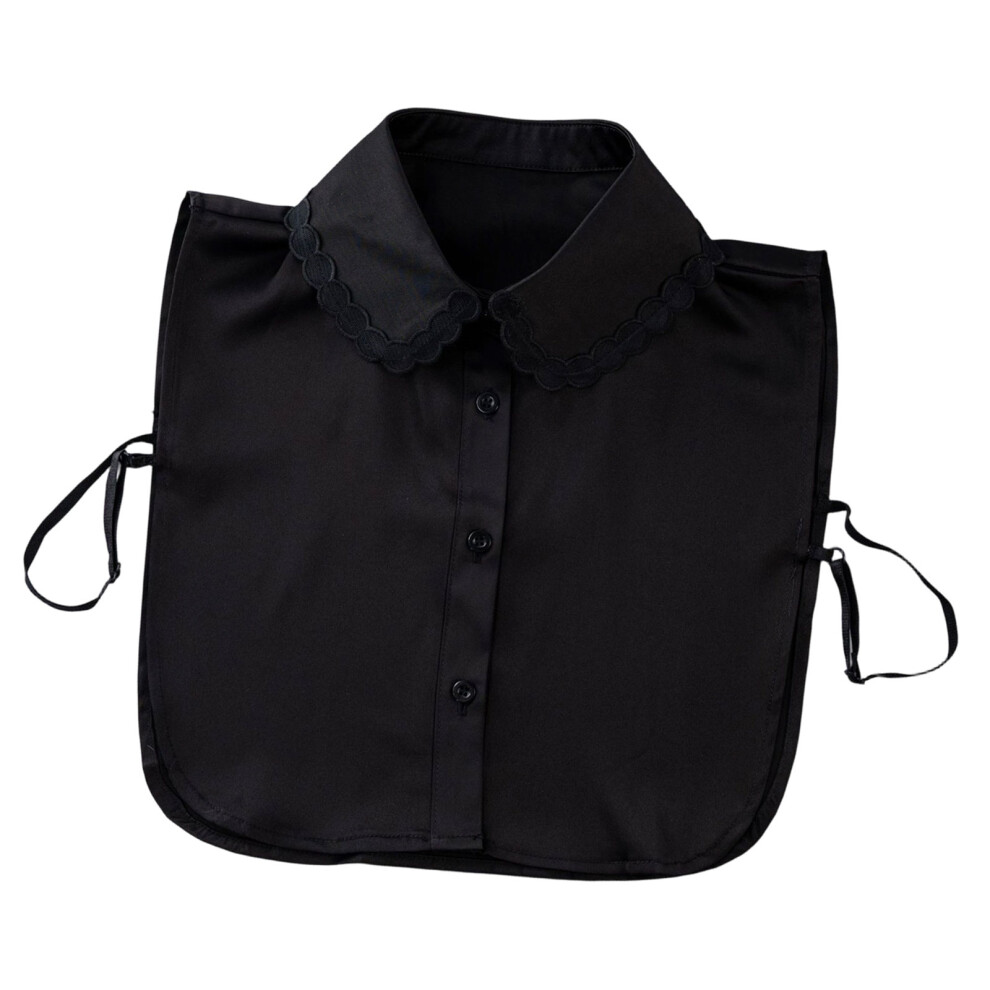 Practical Polyester Detachable Collar Simple Button-Black