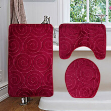 Ronde flanellen badkamertapijten rood, antislip, 19,7 x 31,5 inch, 3 stuks
