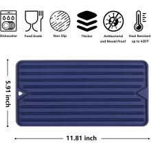 Silicone Dish Drying Mat 12 x 6 in Deep Blue
