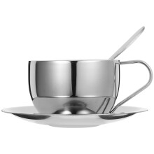 Stainless Steel Espresso Cup Set with Saucer and Spoon