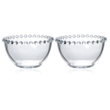 Clear Glass Beaded Fruit Bowl 2 Pack