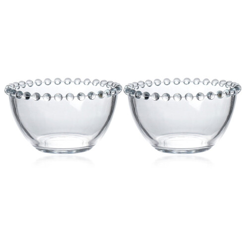 Clear Glass Beaded Fruit Bowl 2 Pack