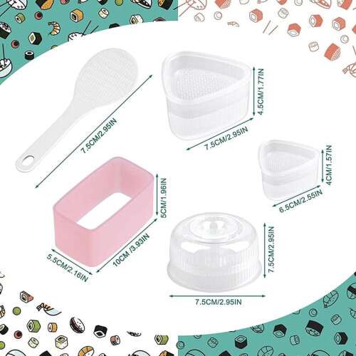 Sushi Maker Mold for Onigiri and Rice Paddle 2