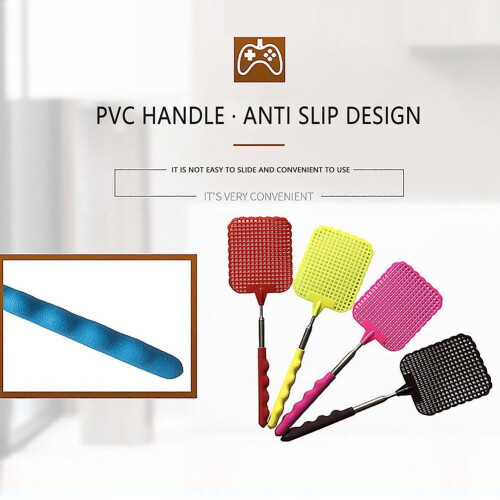 Retractable Plastic Fly Swatter Stainless Steel Pull Rod 1