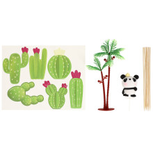 1Set Green Ceramic Panda Cake Topper Miniature Decoration for Birthday
