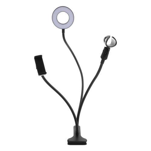 3Sets Desktop Black LED Ring Light with Phone Stand for Use