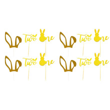 12Pcs Golden Easter Rabbit Cupcake Toppers Cake Adornments for Parties