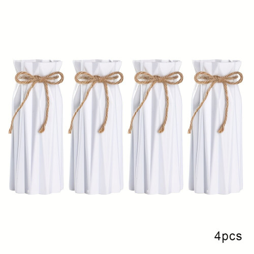 Origami-style plastic vase set ceramic look 4 pcs 1