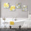 Ensemble de 4 toiles encadrées « Fleurs jaunes et oiseaux » 4