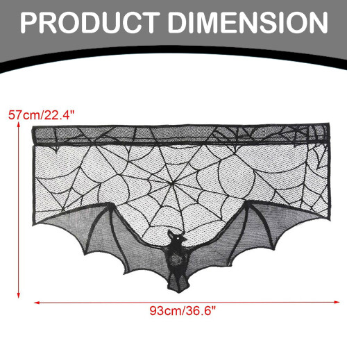 Halloween black lace bat curtain 2 pcs 2