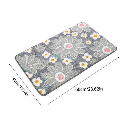 Alfombra de baño antideslizante de microfibra con estampado de crisantemos 2
