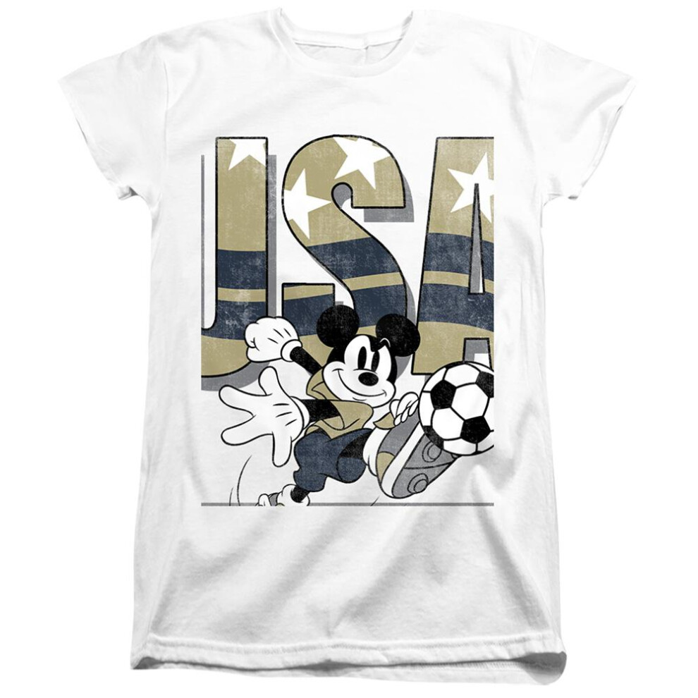 Disney (Xxl, ) Womens/Ladies Usa Soccer Mickey Mouse T-Shirt White