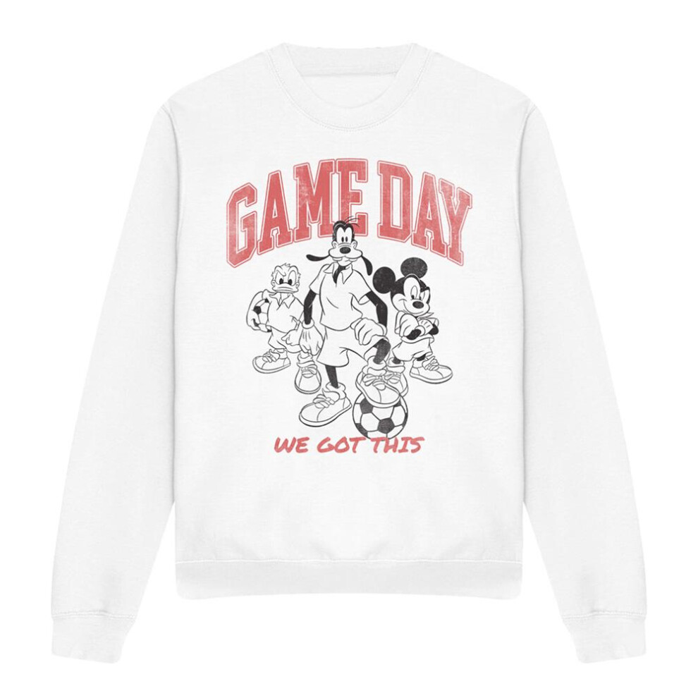 Disney (M, White) Unisex Adult Friends Game Day Mickey Sweatshirt