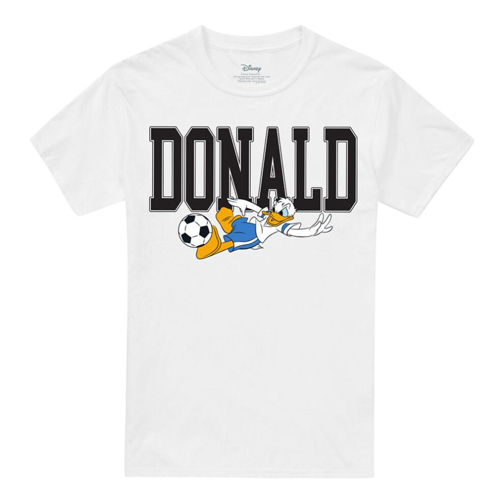 Disney (L, White) Unisex Adult Kick Donald Duck Football T-Shirt
