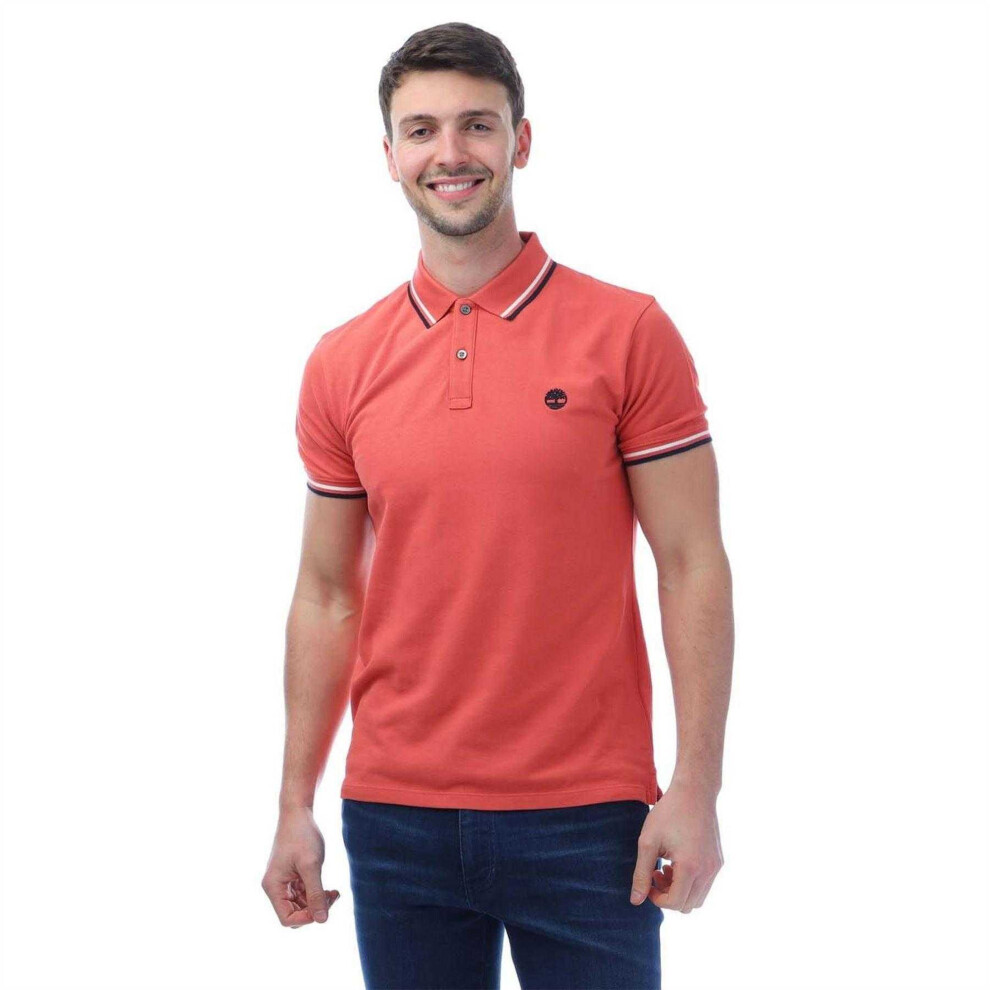 Timberland (M, ) Mens Oyster River Cotton Polo Shirt Pink
