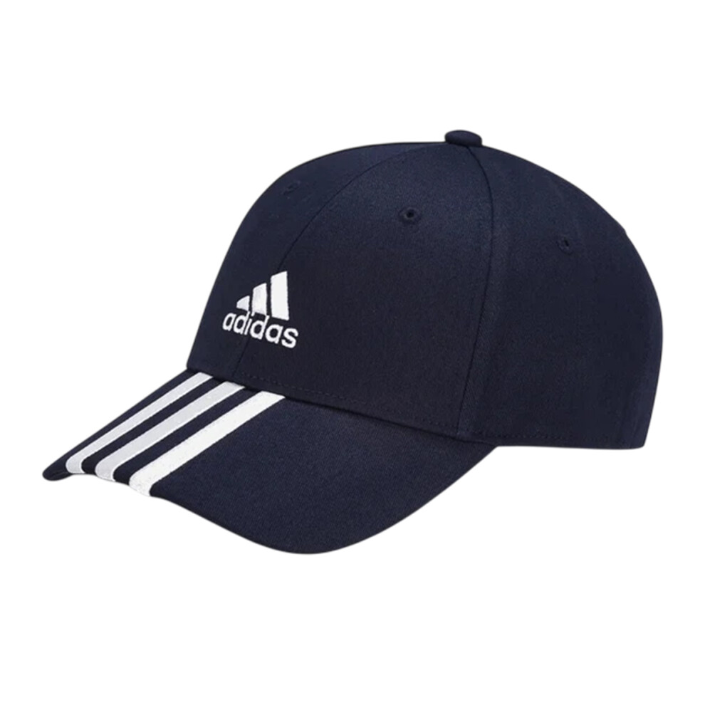 Adidas (One Size, Navy/White) Mens 3 Stripes Cotton Twill Baseball Cap White