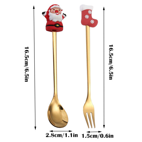 Conjunto de 4 colheres de Natal em aço inoxidável 2