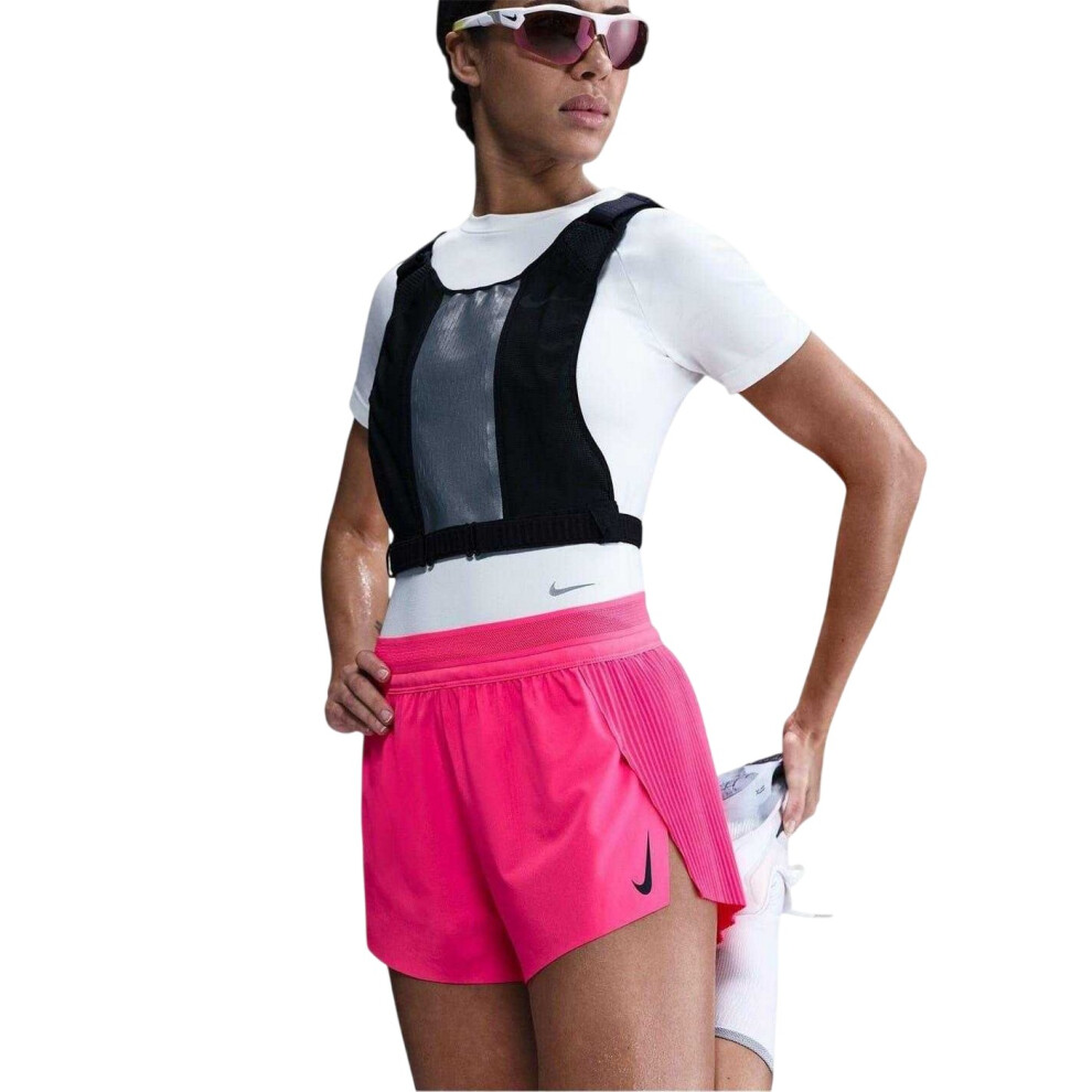 Nike (16 Uk S, Hyper Pink) Womens/Ladies Aero Swift Pleated Mid Rise Running Shorts