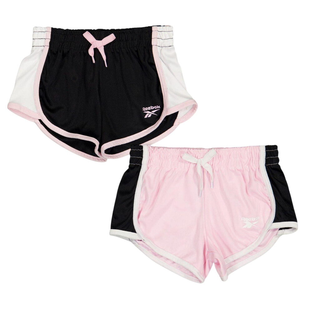 Reebok Girls Logo Running Shorts (Pack Of 2) Pink