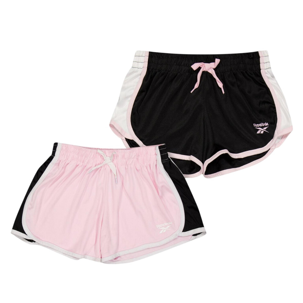 Reebok Girls Logo Running Shorts (Pack Of 2) Pink