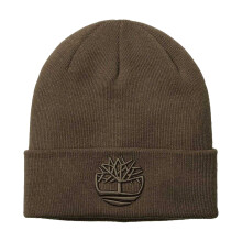 (One Size, Chocolate Brown) Timberland Unisex Adult Logo Ribbed Beanie