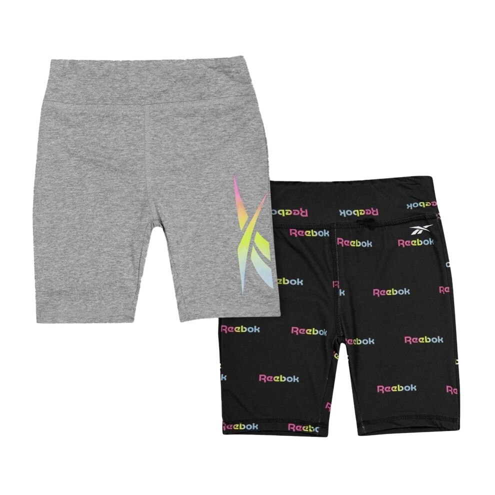 Reebok Girls All Over Logo Slim Shorts (Pack Of 2) Black