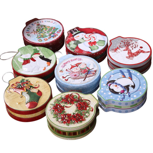Christmas cookie tin round metal gift box 1 piece 1