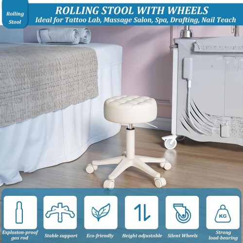 Tabouret de dessin pivotant réglable en cuir PU noir 2