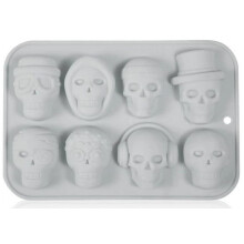 8-Piece Skull Silicone Mold Set for Baking, Chocolate and